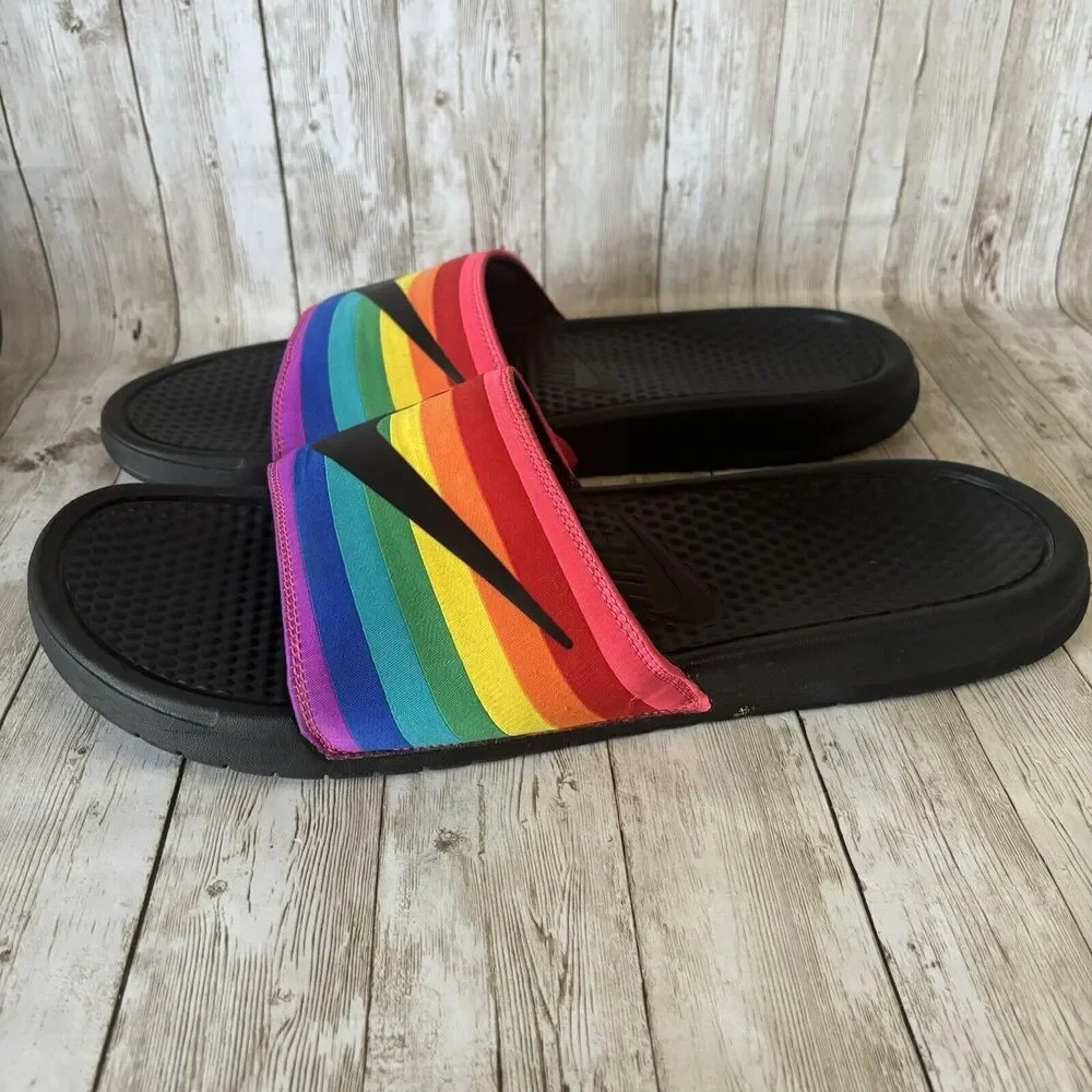 Nike Benassi JDI Rainbow “BETRUE” Slides CD2717-001 Men's Size 15‎ LGBTQ Pride